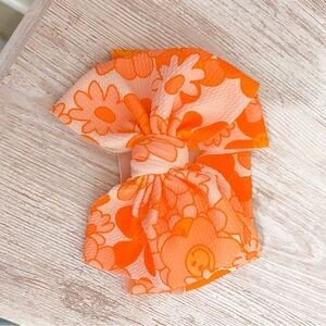 Floral Orange Kids Hair Bow